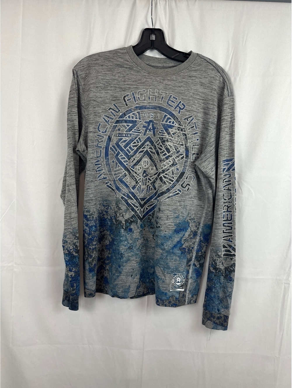 American Fighter Men's Long Sleeve Graphic Shirt Size M Gray